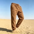 thumbnail image 4 of Dresfit Linen Pants for Men Elastic Waist Drawsring Sweatpants Baggy Big and Tall Yoga Joggers Lightweight Cuffed Straight Leg Beach Jogger Pants with Pockets M, 4 of 6
