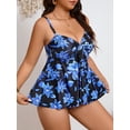 thumbnail image 5 of BERANMEY Plus Size Floral Print Tankini Swimsuits for Women Tummy Control Two Piece Swimsuits Deep V Neck Halter Bathing Suit with Swim Dress & Boyshort Size XL-5XL, 5 of 6