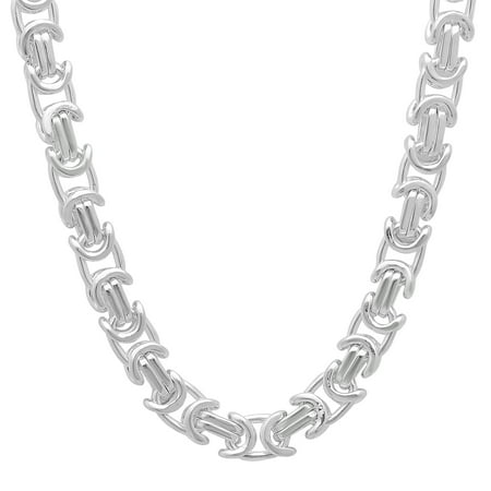 - 6.1mm 925 Sterling Silver Nickel-Free Byzantine Link Chain, 18