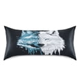 thumbnail image 3 of Haosy Satin Pillowcase for Hair and Skin Standard Cooling Silk Pillow Case with Envelope Closure White and Ice Wolf Face 20"x26", 3 of 9
