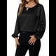 thumbnail image 2 of Camisa Informal de Satén de Larga para Mujer, Elegante Blusa de Trabajo, Atuendo Formal de Otoño para la Oficina Negro L, 2 of 10