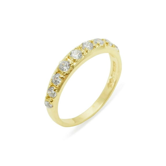 LBG British Made 14k Yellow Gold Cubic Zirconia Womens Eternity Ring - 33 size options - Size 10
