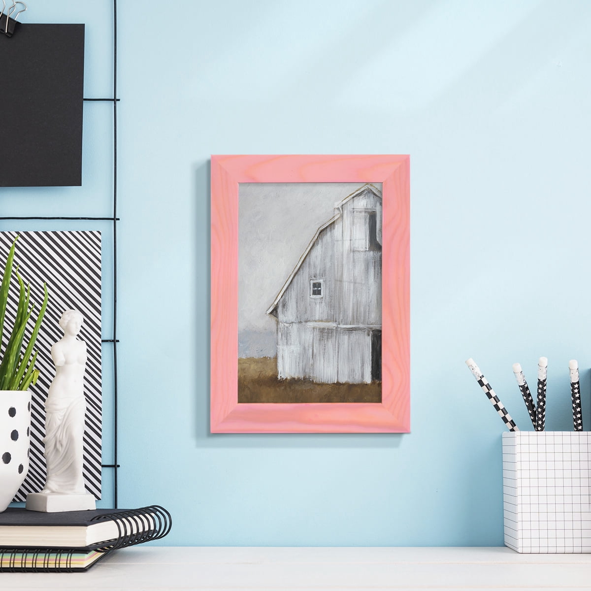 Abandoned Barn II -Framed Print w/glass-Sunset Pink