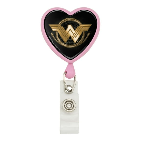 Wonder Woman Movie Golden Lasso Logo Heart Lanyard Retractable Reel Badge ID Card Holder