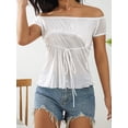 thumbnail image 4 of Fairy Lace Grunge Aesthetic Short Shirts for Women Square Neck Short Sleeve Vintage Graphic Print Lace Summer Tee, 4 of 6