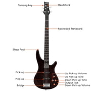 Glarry Beginner 4-String Electric Bass Guitar with Accessories