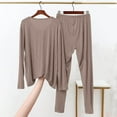 thumbnail image 4 of Juslio Mens Pajama Sets Solid V-Neck Modal Long Sleeve Tops and Pants 2-Piece Matching Pajamas Sets 2XL, 4 of 6