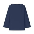 thumbnail image 6 of Otntypg Oversized Linen Shirts for Women Long Sleeve Plus Size Tops Gauze Split Side Casual Dressy Blouses Lightweight Crew Neck Loose Cotton Tunic Tops Dark Blue L, 6 of 7