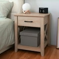 thumbnail image 4 of Prilinex Natural Wood Nightstand  with Drawers and Storage Shelves, Space Saving End Table  for Bedrooms, Living Rooms, 20"W x 20"D x 24"H, Natural, Set of 2, 4 of 8