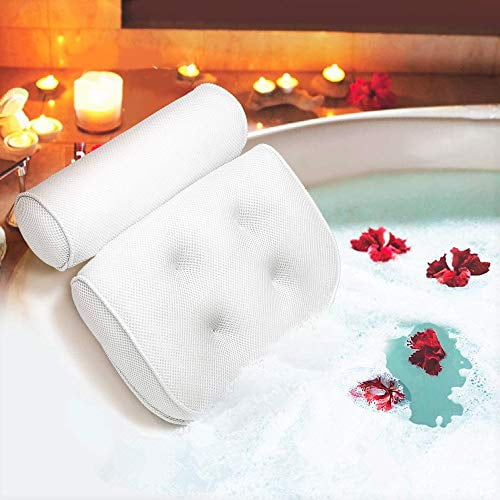 Bath Pillow Bathtub Pillow With Upgraded Non Slip Suction Cups Extra Thick Spa Bathtub Cushion For Head Neck Back And Shoulder Support Fits Jacuzzi Hot Tubs White Walmart Com Walmart Com