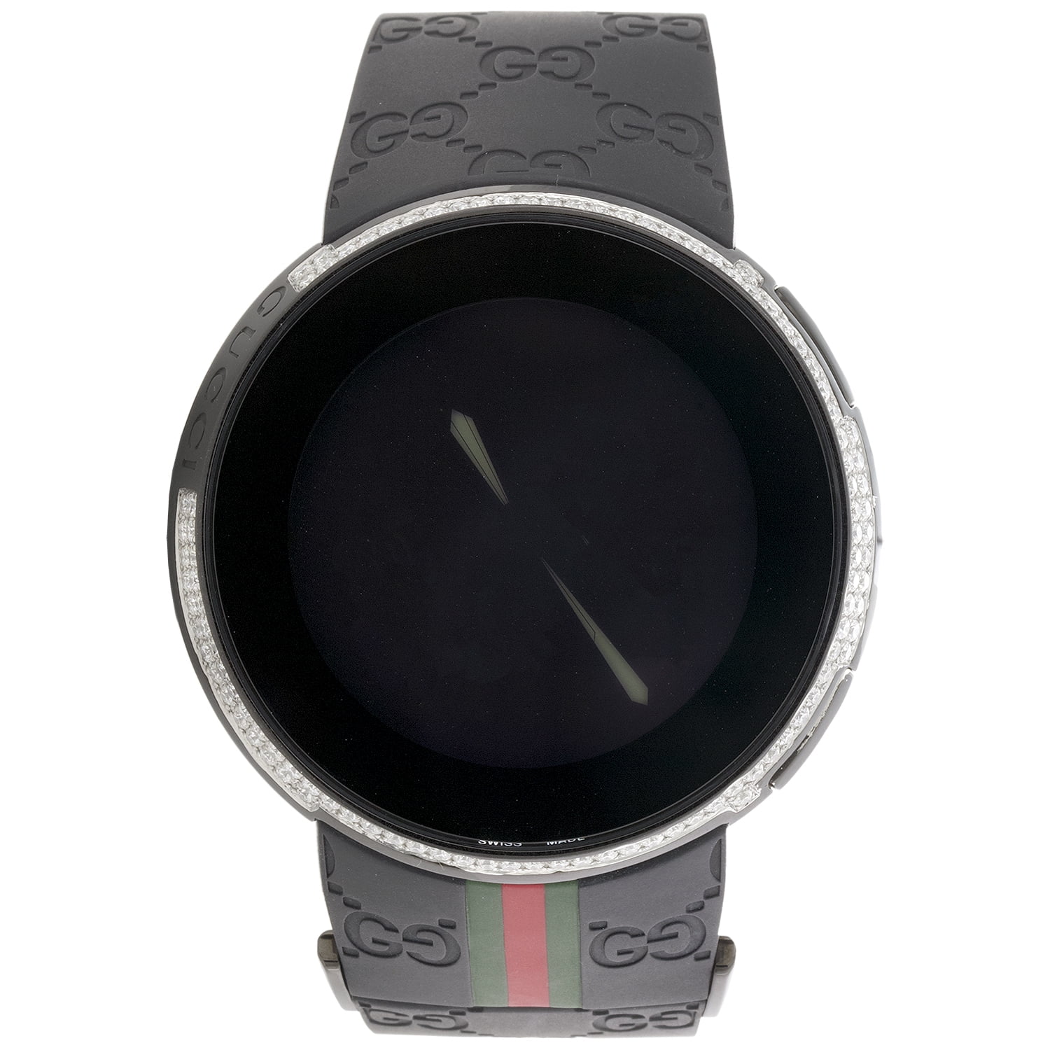 Gucci Mens Black Casing YA114207 Custom DigitaI i White Diamond 