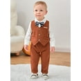 thumbnail image 4 of Baby Boy Clothes Suits 0-18M Gentleman Outfits Romper Suspender Pants Bowtie Beret Hat Wedding Set, 4 of 12