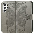 thumbnail image 5 of Samsung Galaxy S22 Ultra 5G Case, Dteck PU Leather Butterfly Embossed Design Phone Case Flip Notebook Wallet Card Slot Holder Magnetic Stand Cover for Samsung Galaxy S22 Ultra 5G, Gray, 5 of 9
