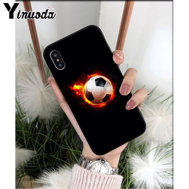 Yinuoda-Coque de téléphone Fire Football, Ballon de football, iPhone 13, 5, 5Sx, 6, 7, 7plus, 8, 8Plus, X, XS, MAX, Poly, Haute qualité qiuyongming unisex