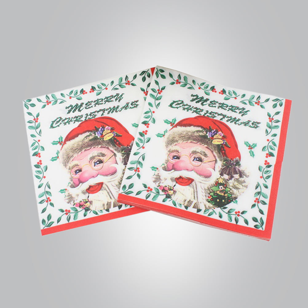 20pcs Santa Claus Christmas Napkin Cartoon Patterned Tissue Paper For Home  Table Decoration, Perfect For Christmas Celebration