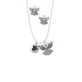 thumbnail image 2 of Delight Jewelry Silvertone Capital Letter - & - Pebble Disc - Silver tone Guardian Angel Charm Necklace and Stud Earrings, 2 of 4