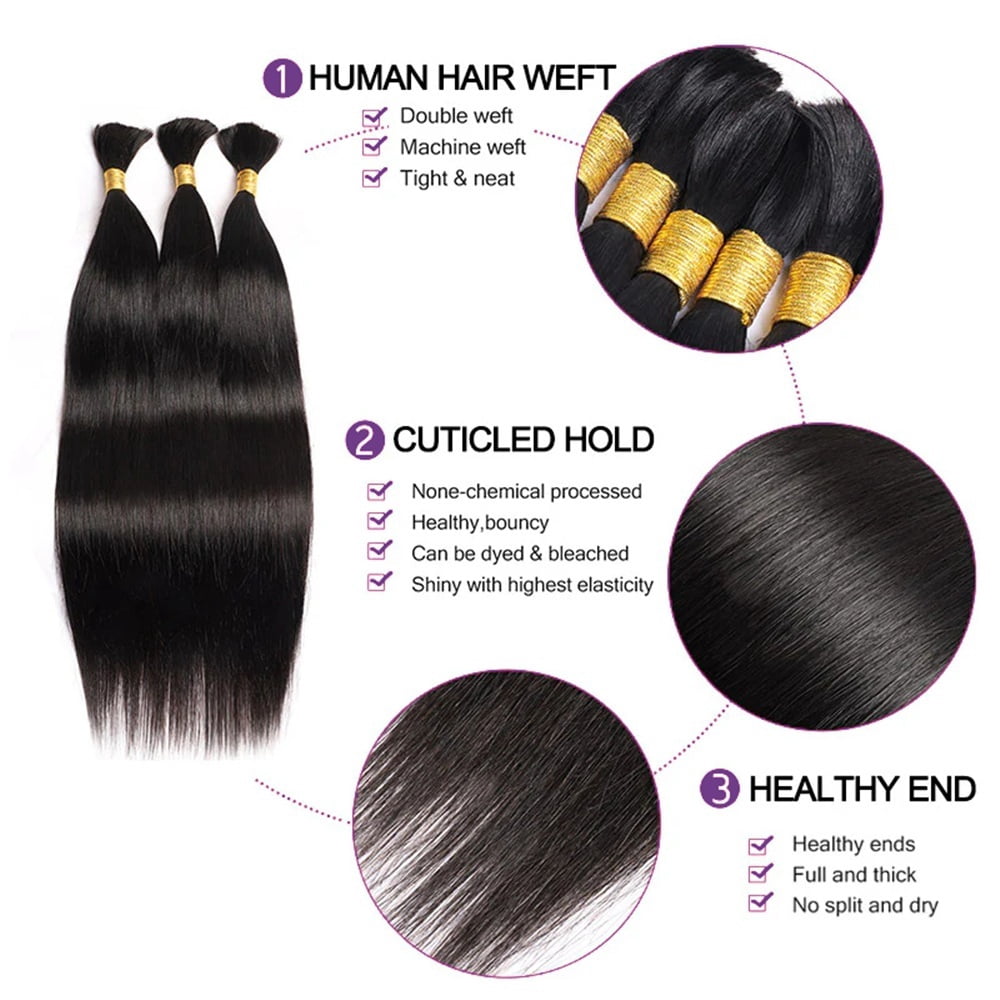 Straight Human Hair Braiding Bulk Hair Extensions 50g/Bundles No Weft Brazilian Remy Hair