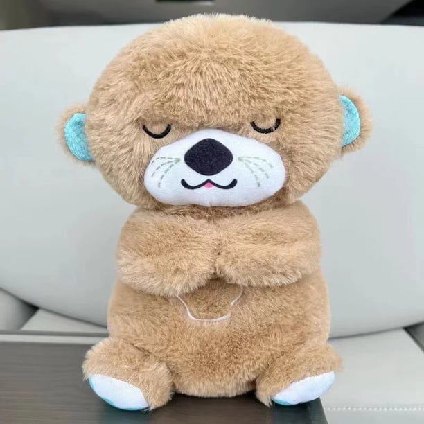 Muñeco de peluche de bebé, oso de respiración, compañero de juegos relajante para recién nacido, juguete de nutria, música para dormir, muñeca ligera con sonido, regalo