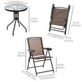 thumbnail image 2 of Ensemble Bistro Pliant pour l'Extérieur, Table et Chaises de Patio avec Dossier Inclinable et Table à Manger Ronde, Brun, 2 of 7