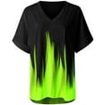 thumbnail image 5 of Womens Tops Dressy Casual,Women's Shirts V-Neck Summer Tops T Shirt Short Sleeve Color Block Flame Printing Loose Fit Tunic Blouses, 5 of 6