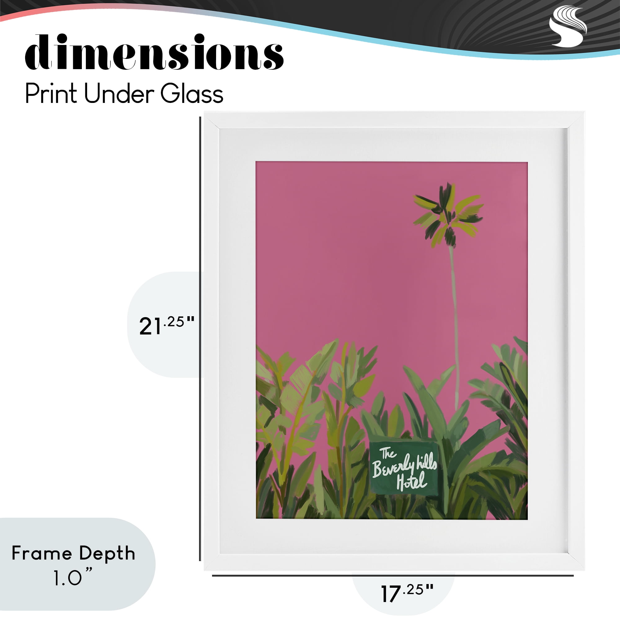Stupell Industries Beverly Hills Pink & Green White Framed Print Under Glass, design by Amelia Noyes