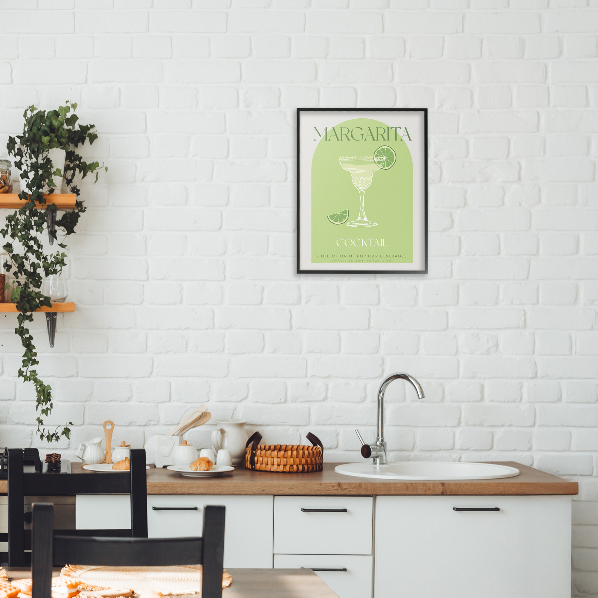 Stylish Retro Margarita Black Framed Giclee Art, design by Lil' Rue