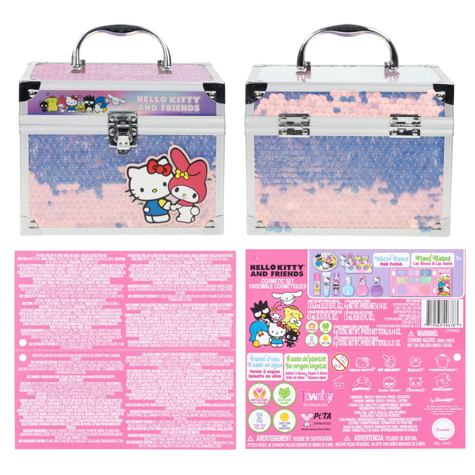 Townley Girl Hello Kitty and Friends Train Case Makeup Set