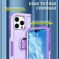 thumbnail image 3 of SaniMore for iPhone 14 Pro Multi-Functional Case, 3-Layer Protection Magnetic Cover Support Car Mount & 360° Rotatable Metal Ring Kickstand Full Body Shockproof Protective Shell, Purple, 3 of 10