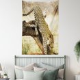 thumbnail image 3 of Safari Decor Wall Hanging Tapestry, Leopard On Tree Trunk Desert Plants Exotic Hunter Predator Big Cat Picture Print, Bedroom Living Room Dorm Accessories, 60 X 80 Inches, by Ambesonne, 3 of 5