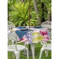 thumbnail image 2 of Outdoor Tablecloth with Umbrella Hole and Zipper, Easter Flowers Round Table Cloth 60 Inch Waterproof Tablecloth, Eggs Spring Floral Rustic Pink Checkered Picnic Table Cover for Patio Camping, 2 of 7