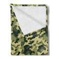 thumbnail image 2 of Camouflage Soft Flannel Fleece Throw Blanket, Clothing Motif Pale Toned Color Splashes Abstract Patterned Illustration, Cozy Plush for Indoor and Outdoor Use, 60" x 80", Green Yellow, by Ambesonne, 2 of 5