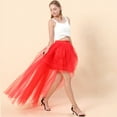 thumbnail image 2 of SWSMCLT Women's Tulle Skirt Tutu High Low Halloween 80s Flowy High Waist Skirt Mesh Skirt Maxi Elastic Waist Elastic Bubble Skirt Red Small-Medium, 2 of 4