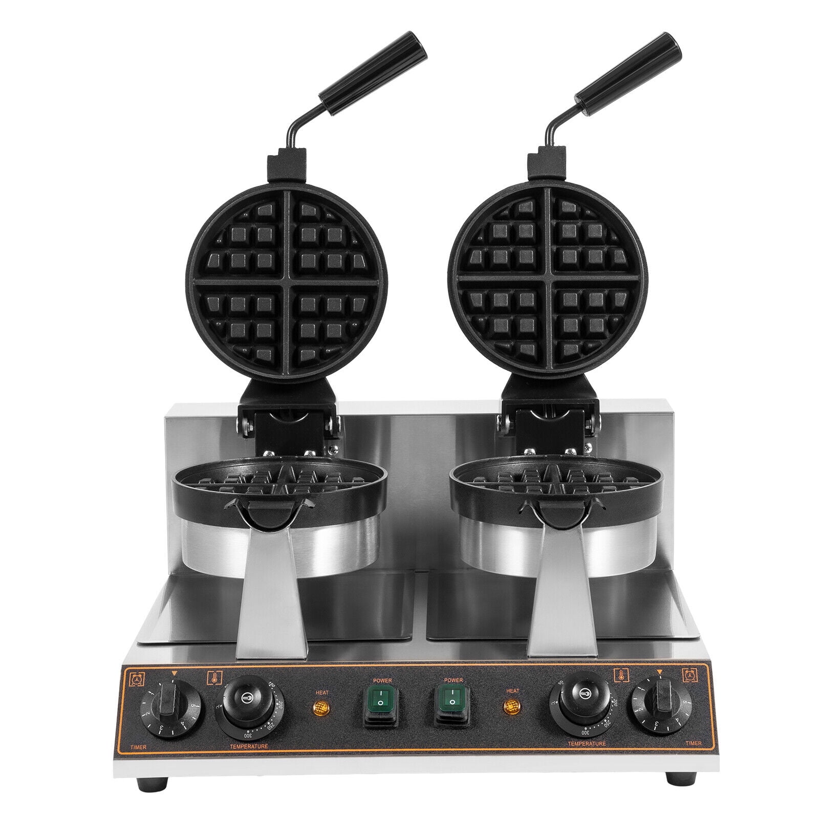 2400W Commercial Dual Head Belgian Waffle Maker Rotating Double Waring Breakfast Maker