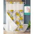 thumbnail image 2 of No Hook Shower Curtain with Snap in Liner, Summer Hand Drawn Yellow Lemons and Leaves Beige Texture Shower Curtains for Bathroom, Washable Shower Curtain Liner Set with Mesh Top Window, 36"x72", 2 of 6
