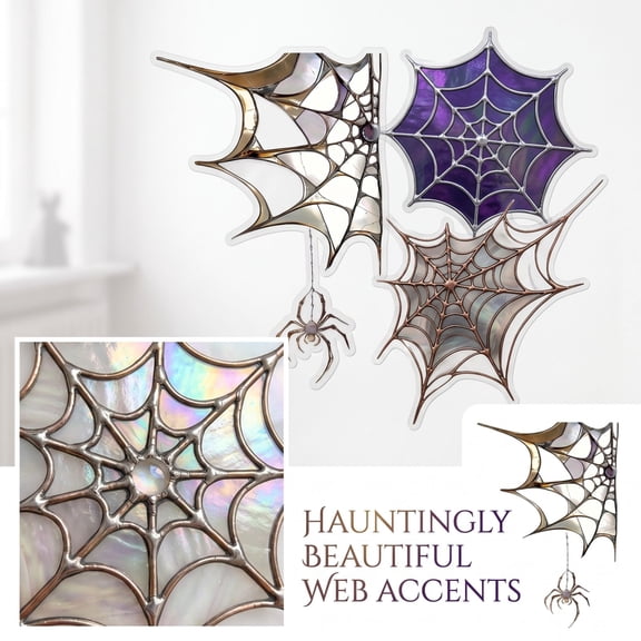 Halloween Decorations Window Cling Transparent Decals - Static Spiderweb Stickers for Glass Door Mirror Storefront Party Display