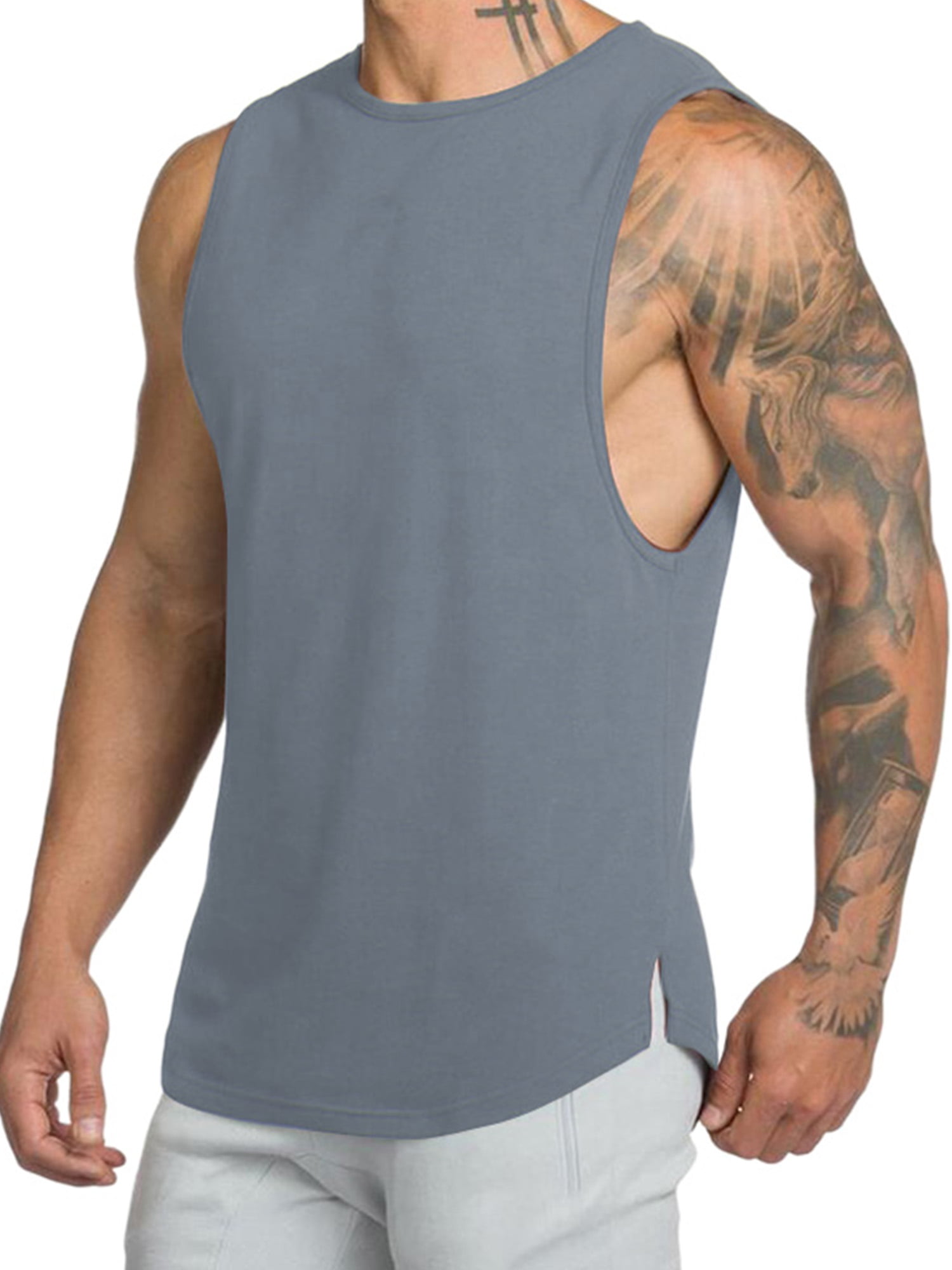 Mens Premium Basic Casual Athletic Sport Jersey Tank Tops Tshirts Work Out Gym