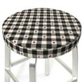 thumbnail image 3 of Kdxio Black Plaid Heart Print Stool Covers Round,Stretch Round Bar Stool Covers Washable Bar Stool Cushion Slipcover for 12-15 Inch Chair, 3 of 7