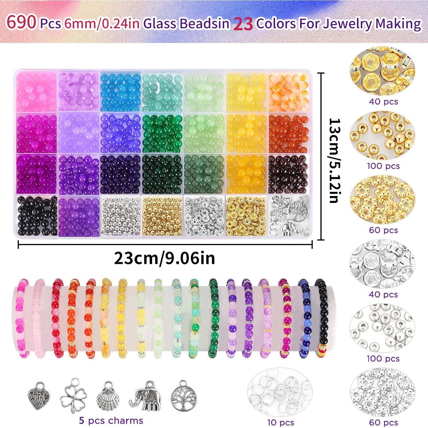 Bracelet Making Kit, Jewelry Making Kit for Beginner, Clay Beads with Charms Friendship Bracelets DIY Arts Crafts Gift Toy for Kids Ages 6-13