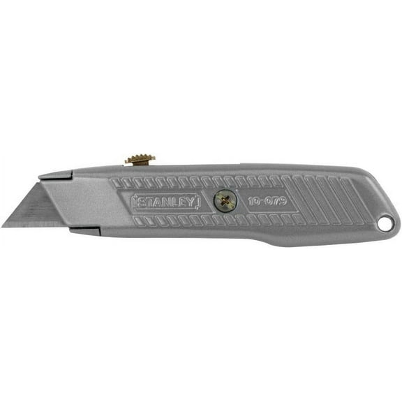 Stanley Retractable Utility Knife - Straight Blade, Box Cutter - 3 Blades, Gray