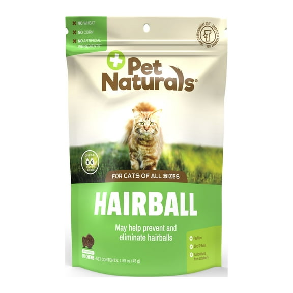 Pet Naturals Hairball and Digestive Care Chew for Cats, Chicken Liver, 30 Count Bag