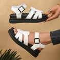 thumbnail image 6 of HomeDM Womens Platform Sandals Open Toe Slip On Buckle Ankle Strap Wedge Casual Summer Beach Sandals, Beige Size 6, 6 of 9