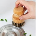 thumbnail image 4 of Bamboo Scrub Brush Clean Pan Kitchen Dish Scrubber Set of 2 • Bamboo Dish Brush for Washing Pots, Pans, Dishes & Plates • Natural Bristle Wooden Brushes for Washing Up 1Pc, 4 of 7