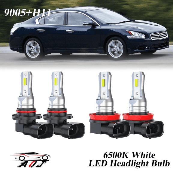 Compatible with Nissan Maxima 2009-2015 LED Headlight Bulbs KIT High Low Beam Combo (Pack of 4) , 6500K White 10,000LM Super Bright, Plug and Play