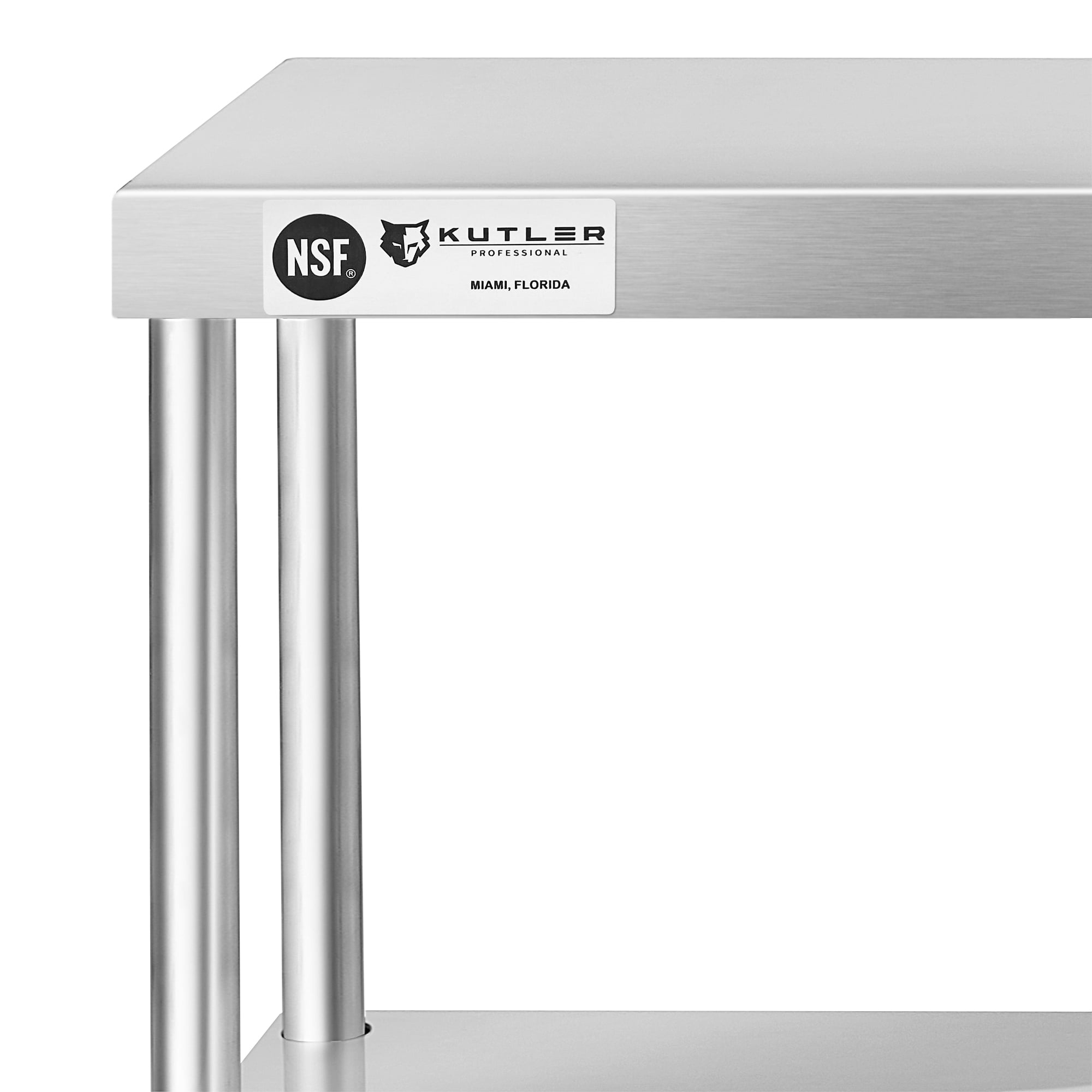 KUTLER Stainless Steel 2-Tier Overshelf 72" x 12", NSF Commercial Double Deck Shelf for Prep and Work Tables for Restaurant, Kitchen, Workshop