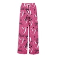 thumbnail image 3 of LWavelet Comfort Fabric Plaid Heart Wide Leg Pants Women Valentine's Day Casual Wear Hot Pink S, 3 of 6