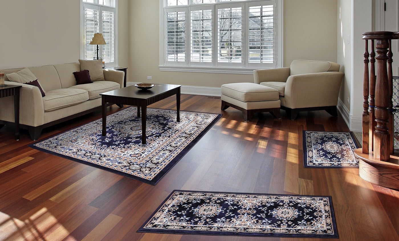 Traditional Persian Oriental Bordered 3pc Rug Set Runner Accent Traditional Persian Oriental Bordered 3pc Rug Set Runner Accent Mat Area