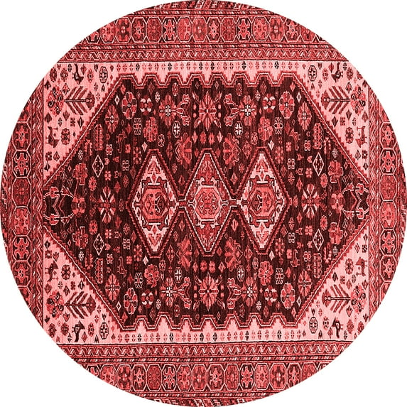 Ahgly Company Indoor Round Oriental Red Industrial Area Rugs, 4' Round