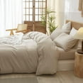 thumbnail image 4 of Washed Cotton Duvet Cover Set Linen Feel Natural Wrinkle Lightweight Comfy (King  Linen), 4 of 6