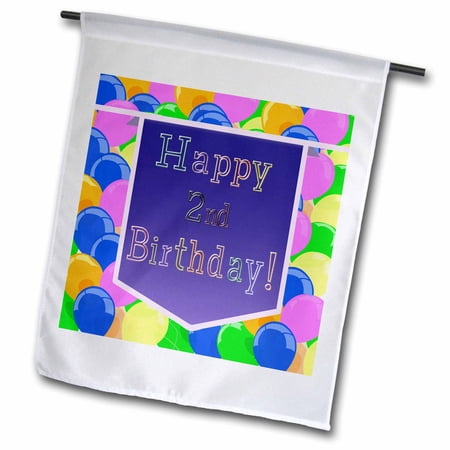 Balloons with Purple Banner Happy 2nd Birthday 18 x 27 inch Garden Flag fl-174136-2