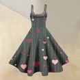 thumbnail image 4 of Valentines Day Sleeveless A-line Dress with Heart Print Adjustable Straps Lightweight Evening Prom Party Dress Wine XL, 4 of 5